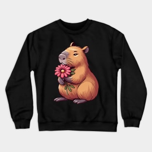 Capybara With Flower Crewneck Sweatshirt